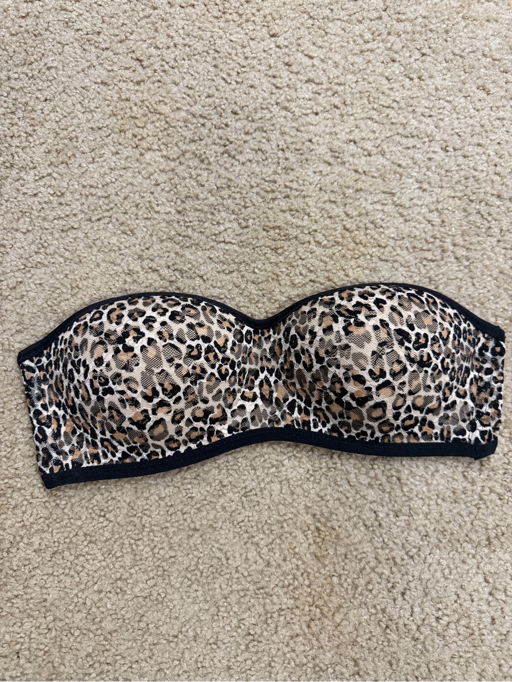 Victoria's Secret Leopard Print Strapless Bandeau - Black Trim